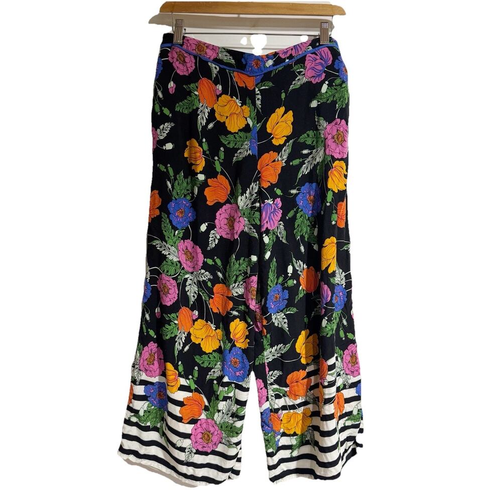 Lilka Womens Multicolor Floral Pull On Elastic Back High Rise Wide Leg Pants Sm - Picture 2 of 6
